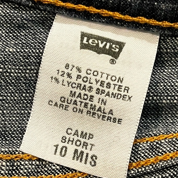 Y2K Levis Camp Shorts Blue Jean Denim Zip Fly Flap & Patch Pockets Retro Size 10 - Picture 8 of 9